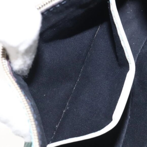 CELINE C Macadam Canvas Accessory Pouch Suede Light Blue Gold Auth 118180 - Picture 7 of 16